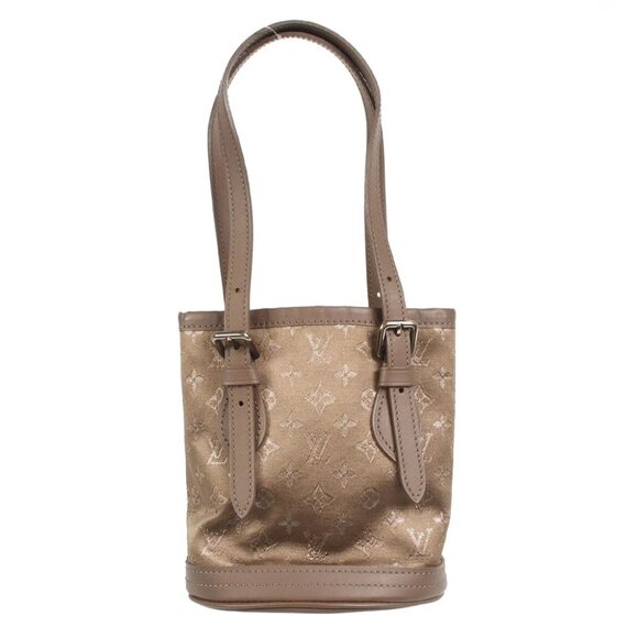 Louis Vuitton Little Bucket Handbag Gray Monogram Satin M92145 SR0031 160621 - Picture 1 of 7